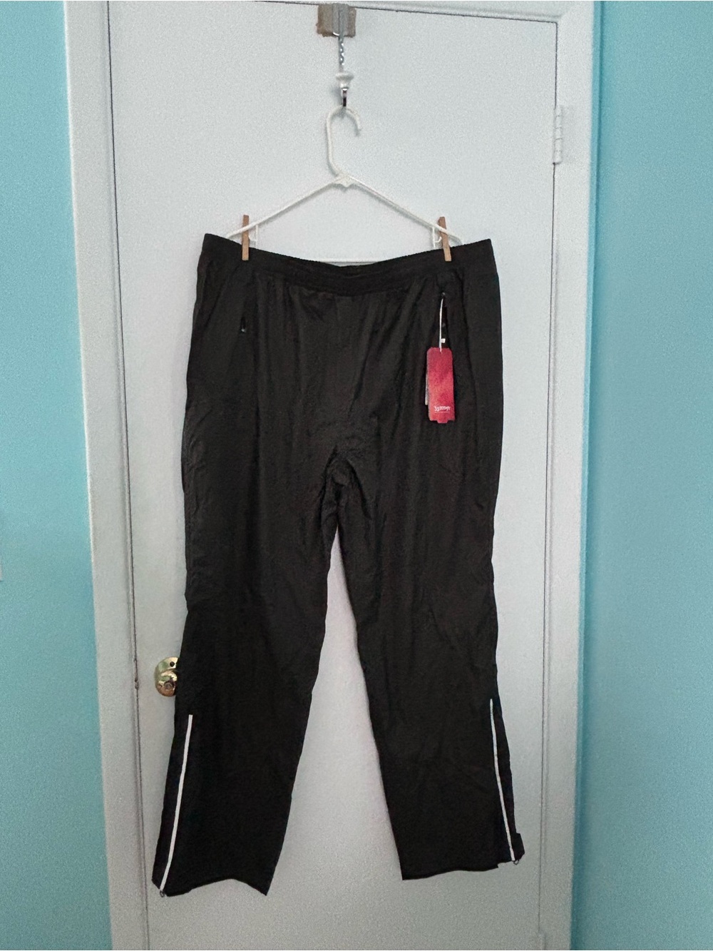 Women's Black Athletic Snow Pants with Side Zip and Contrast Trim Size XXL